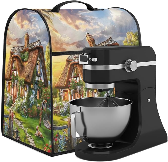 cfpolar Kitchen Aid Mixer Cover Compatible with 6-8 Quarts Flowers Dog Castle Farm Stand Mixer Cover Kitchen Aid Mixers Accessories Appliance Organizer Bag Dust Covers with Zipper Pocket