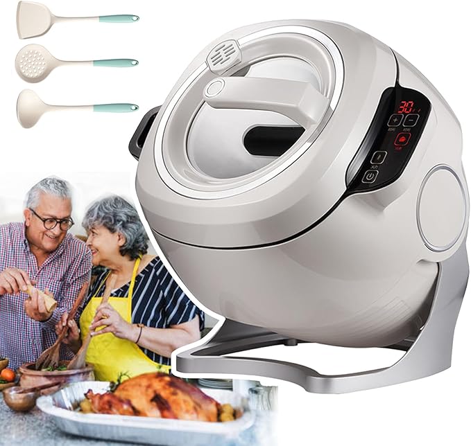 2000w 6l Automatic Wok Fried Rice Machine Automatic Cooking 3-Speed Adjustable 360° Automatic Rotation Automatic Kitchen Fried Rice Machine with Touch Screen- 3