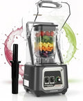 CRANDDI Professional Smoothie Blender 2200W Commercial Soundproof Quiet blender with Removable Soundproof Shield for Crushing Ice MilkShakes Puree Self-Cleaning 50oz 110V K80 (Grey)
