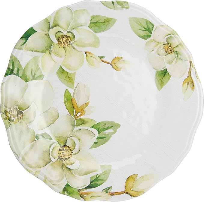 UPware 12 Piece Magnolia Melamine Dinnerware Sets Outdoor Dishes Set Plates and Bowls Sets Service for 4 Green