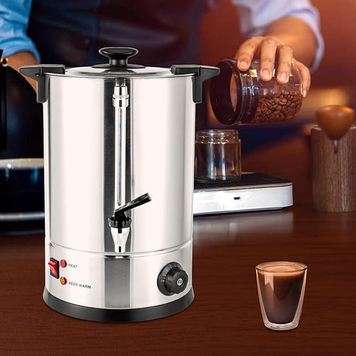 12L Commercial Coffee Urn 80-Cup Stainless Steel Coffee Maker 1000W with Adjustable Thermostat (86-230°F) Hot Water Dispenser for Catering Office Party Wedding (12 Liters)