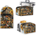Sunflower Chicken Coop Kitchen Appliance SetUniversal Size Blender Cover Slow Cooker Cover and Toaster Cover 2 Slice Waffles Maker Oven Dust Cover Women Christmas Decorations