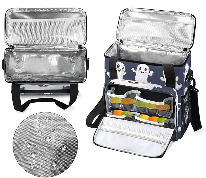 Cartoon Halloween Ghosts Coffee Maker Carrying Bag Travel Storage Bag Compatible with K-Mini or K-Mini Plus Single Serve Coffee Brewer Carrying Case with Multiple Pockets &amp Shoulder Strap