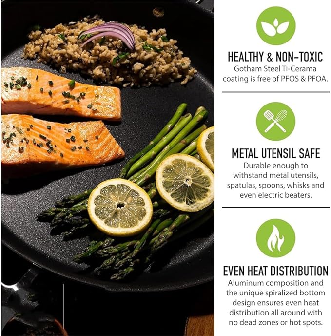 Copper Cast 5 Piece Cookware Pots and Pan Set with Triple Coated Nonstick Copper Surface Aluminum Composition for Even Heating5 PcOne