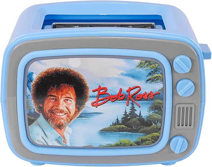 Uncanny Brands Bob Ross Retro TV Toaster with Light Up Frame Two Slice Model with Bob Ross Artwork Themed Kitchen Appliance