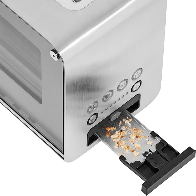 WMF Lono Toaster Glas mit Brötchenaufsatz 2 Scheiben XXL motorisierte Toastaufnahme Aufwärm-Funktion 7 Bräunungsstufen Toaster edelstahl matt