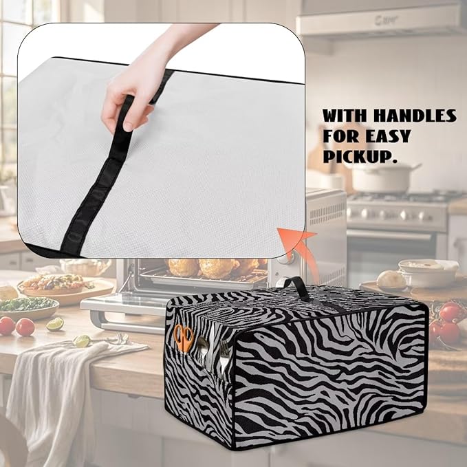 Zebra Printed Toaster Oven Air Fryer Cover with Accessory Pockets washable Toaster Oven Dust Cover for Kitchen Counter 20.5 x 16.5 x 10 Grey