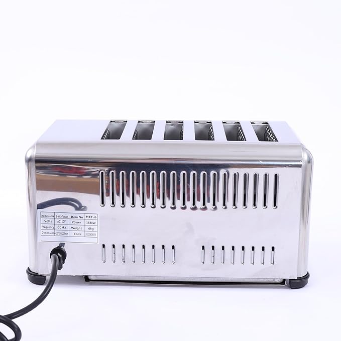 Toaster Commercial Conveyor Heavy Duty Electric Food Bread Baking Silver Stainless Steel One-piece Molding Pop-Up 6 Slices/H For Kitchen Bakery