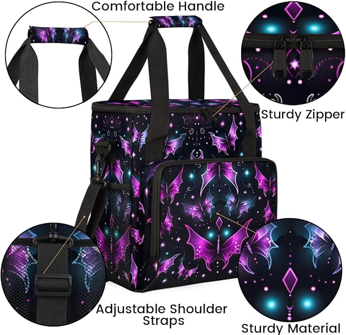 Halloween Bat Coffee Maker Carrying Bag Modern Bat Travel Storage Bag Compatible with K-Mini or K-Mini Plus Single Serve Coffee Brewer Carrying Case with Multiple Pockets &amp Shoulder Strap