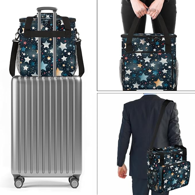 Glitter Coloful Star Coffee Maker Carrying Bag Portable Travel Storage Tote Bag Compatible with K-Mini or K-Mini Plus Single Serve Coffee Brewer Carrying Case with Multiple Pockets &amp Shoulder St