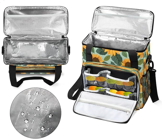 Sunflowers Green Leaves Coffee Maker Travel Bag for K-Mini or K-Mini Plus Single Serve Coffee Brewer Portable Storage Tote Case for Tarvel