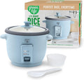 GreenLife Rice Cooker with Removable PFAS-Free Ceramic Nonstick Pot 3-Cups Uncooked/6-Cups Cooked Grains &amp Oatmeal Multicooker Compact One-Switch Design Auto Keep Warm Easy Clean Blue Haze