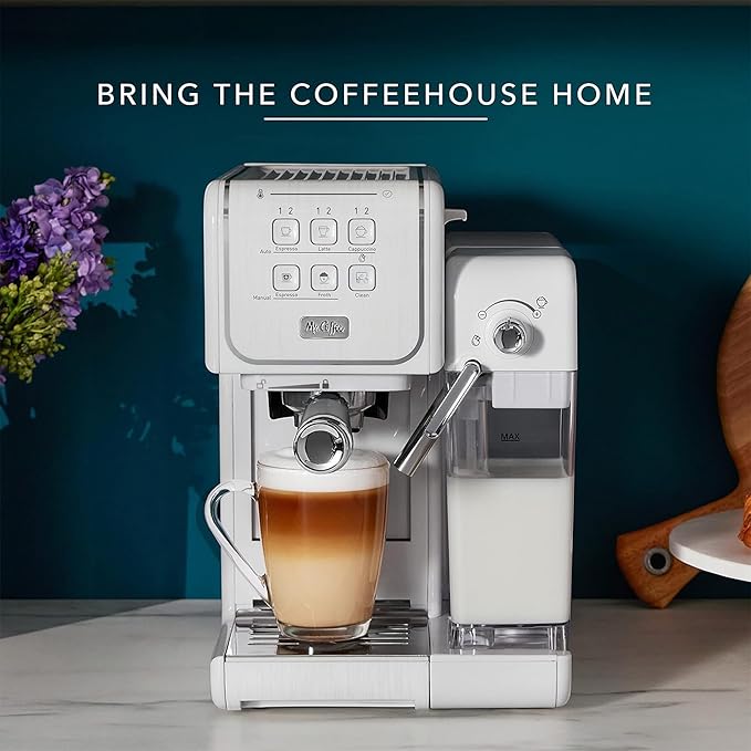 Mr. Coffee One-Touch CoffeeHouse - Espresso Cappuccino and Latte Maker with Easy Serving Espresso (ESE) Pod compatibility - White