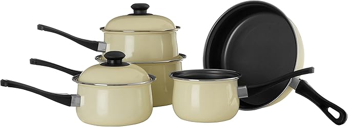 Premier Housewares 204211 Carbon Steel Belly Pan Set Cream 5 Piece