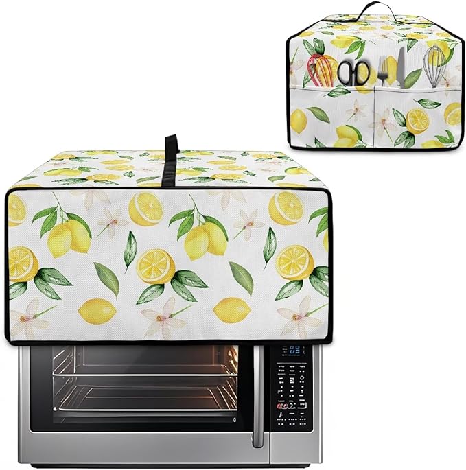 Doojoayie Small Appliance Covers Lemon Toaster Oven Cover 6 Slice Kitchen Accessory Dust Protector 19.7x16x 10 Compatible with Toaster/Kitchen Appliance