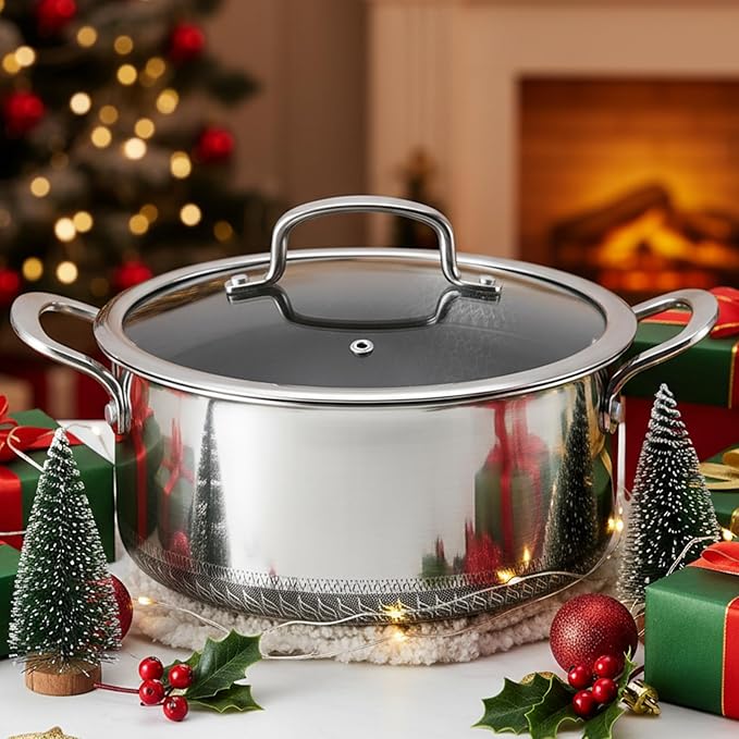 Hybrid Nonstick Pot Set 1.5 QT Sauce Pan 2 and 5.2 QT Stock Pot with Glass LidsCookware setsStay-Cool Handles2 Silicone TrivetsDishwasher-FriendlyCompatible All Cooktops.
