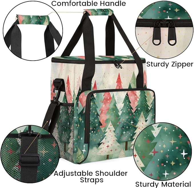 Xmas Tree Coffee Maker Carrying Bag Cute Tree Portable Travel Storage Tote Bag Compatible with K-Mini or K-Mini Plus Single Serve Coffee Brewer Carrying Case with Multiple Pockets &amp Shoulder Str