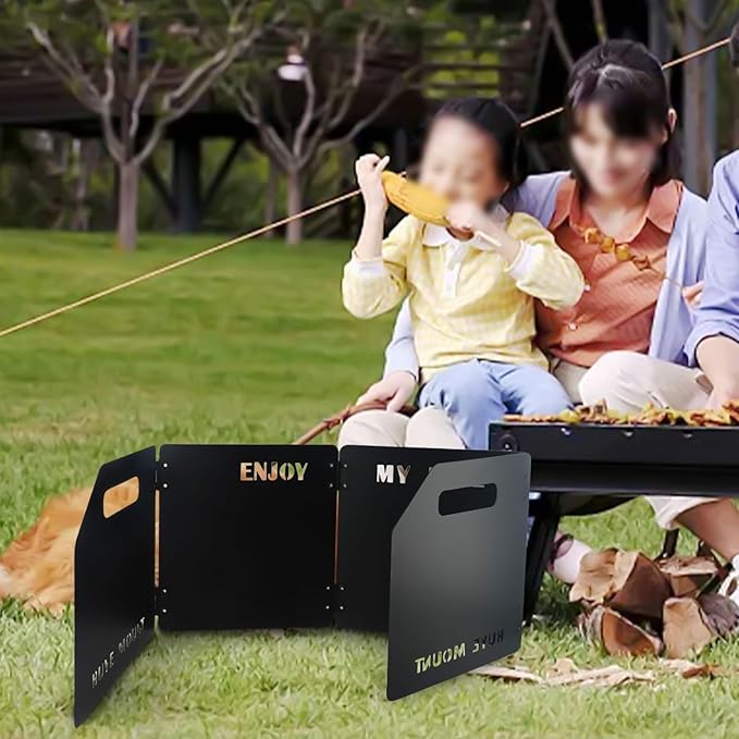 Folding Gas Stove Windshield and Lightweight Improved Cooking Efficiency (black)