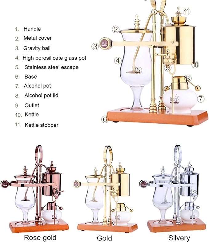 Stainless Steel Siphon Coffee Maker - Manual Drip Filter Espresso and Cappuccino Machine for Home Use Silver(Silver)