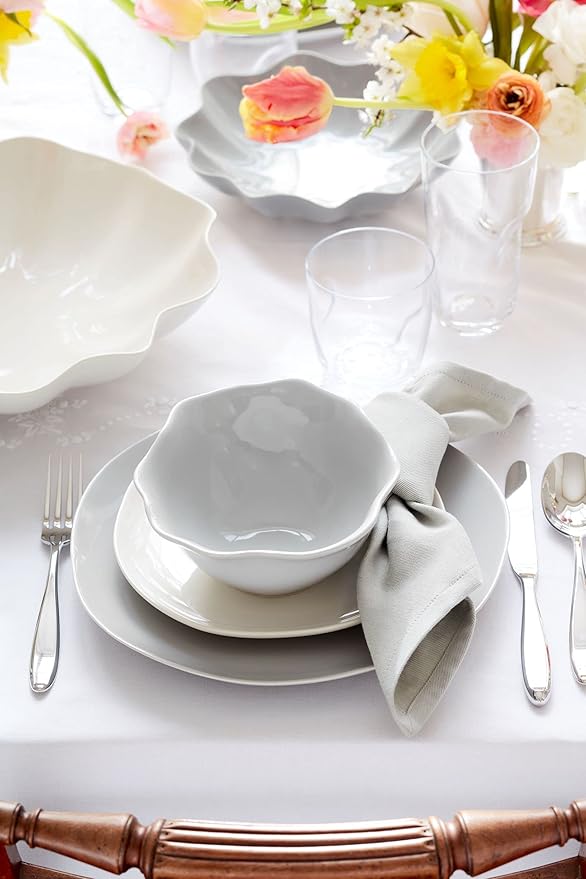 Portmeirion Sophie Conran Arbor 12 Piece Dinneware Set | Organic Shape Stoneware Serving Plates | Appetizer Buffet Dinner and Lunch Plates | Dishwasher Safe