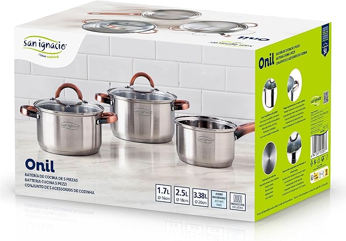 Battery 5pc stainless steel suitable for induction Onil collection