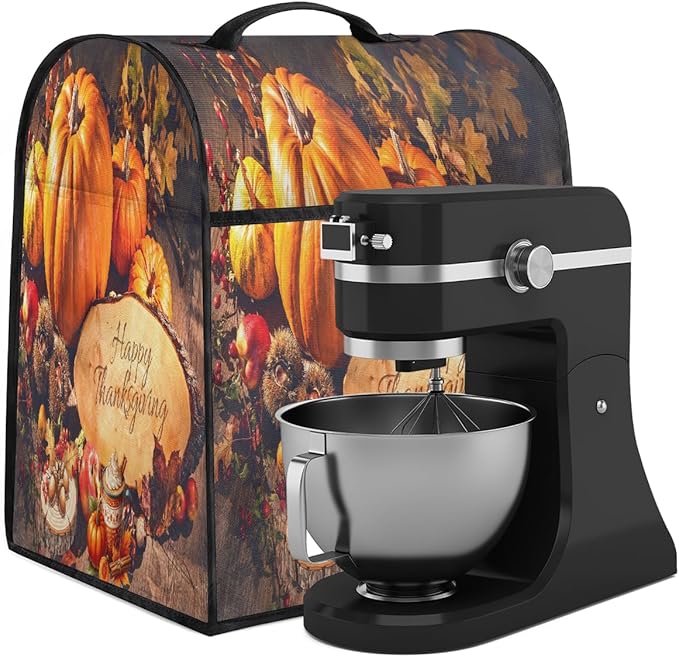 cfpolar Kitchen Aid Mixer Cover Compatible with 6-8 Quarts Thanksgiving Pumpkin Fall Stand Mixer Cover Kitchen Aid Mixers Accessories Appliance Organizer Bag Dust Covers with Zipper Pocket