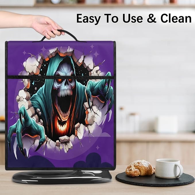 cfpolar Kitchen Aid Mixer Cover Compatible with 6-8 Quarts Halloween Grim Reaper Stand Mixer Cover Kitchen Aid Mixers Accessories Appliance Organizer Bag Dust Covers with Zipper Pocket