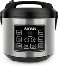 Aroma Housewares 20 Cup Cooked (10 cup uncooked) Digital Rice Cooker Slow Cooker Food Steamer SS Exterior (ARC-150SB)Black