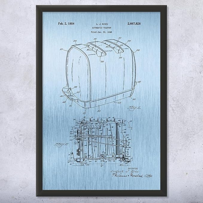 Radiant Control Toaster Patent Framed Print (13x19) Kitchen Art Cooking Gift Toaster Blueprint Restaurant Decor Culinary Gift