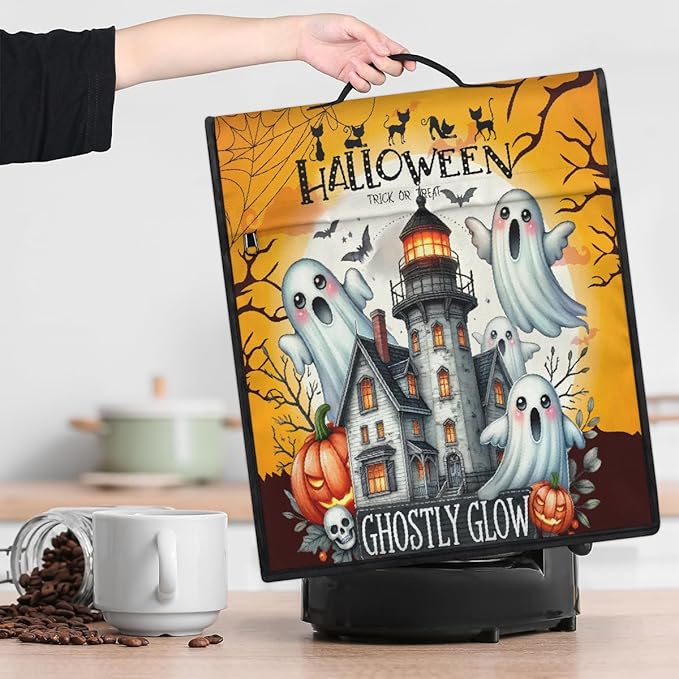 cfpolar Kitchen Aid Mixer Cover Compatible with 6-8 Quarts Halloween Ghost Castle Moon Stand Mixer Cover Kitchen Aid Mixers Accessories Appliance Organizer Bag Dust Covers with Zipper Pocket