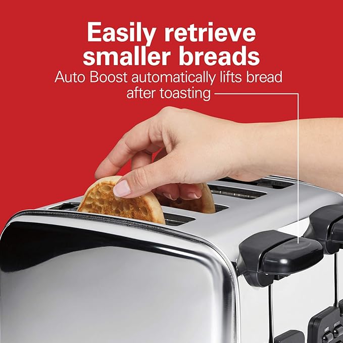 Hamilton Beach 24782 Retro Toaster with Wide Slots Sure-Toast echnology &amp Slow Cooker Extra Large 10 Quart Stay or Go Portable With Lid Lock