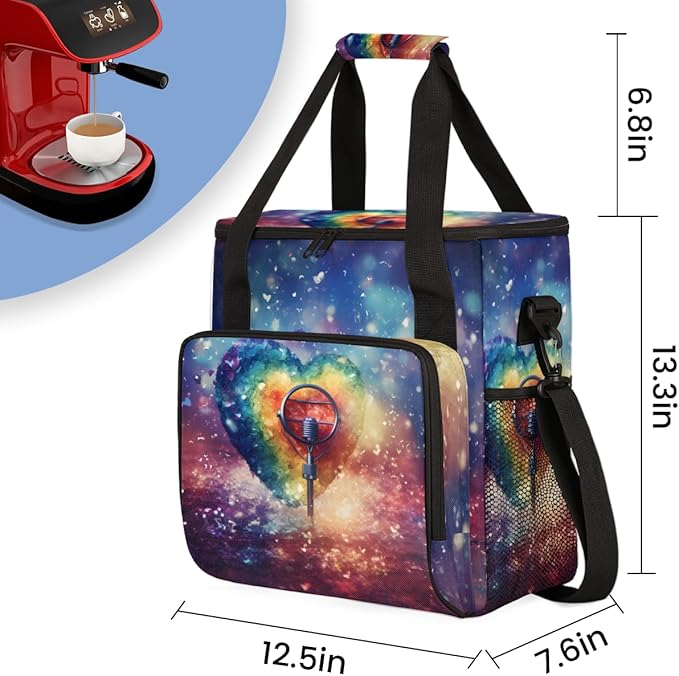 Heart Music Coffee Maker Carrying Bag Portable Travel Storage Tote Bag Compatible with K-Mini or K-Mini Plus Single Serve Coffee Brewer Carrying Case with Multiple Pockets &amp Shoulder Strap