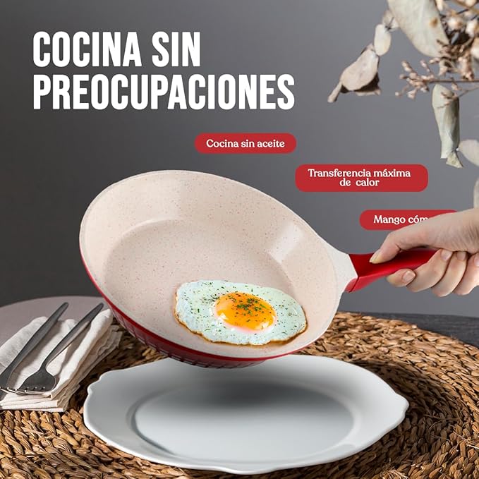 Non-Stick Cookware Set Marble 13Pieces Red Kochstelle