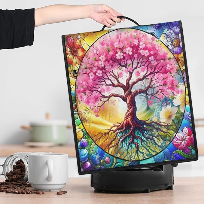 cfpolar Kitchen Aid Mixer Cover Compatible with 6-8 Quarts Tree Of Life Flower Stand Mixer Cover Kitchen Aid Mixers Accessories Appliance Organizer Bag Dust Covers with Zipper Pocket