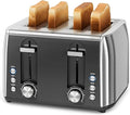 4 Slice Toaster 6 Browning Settings Removable Crumb Tray Stainless Steel Bread Toaster for Bagels Muffins Waffles Defrost Cancel Button 120V 1800W