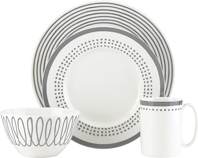 Kate Spade New York Charlotte Street East Slate 4-Piece Place Setting 4 Count Taupe/Grey