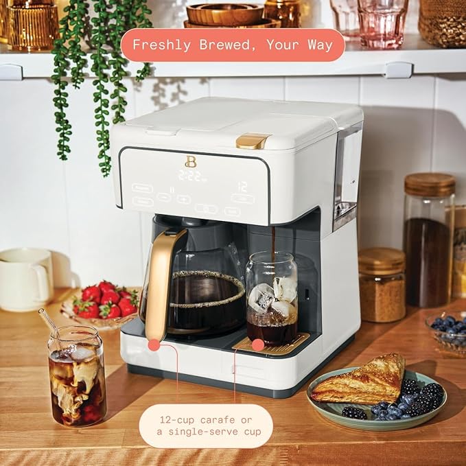 Multi-Brew Coffee Maker 12-Cup Carafe + Single-Serve Pods or Grounds Over Ice Touch Display by Drew Barrymoree.