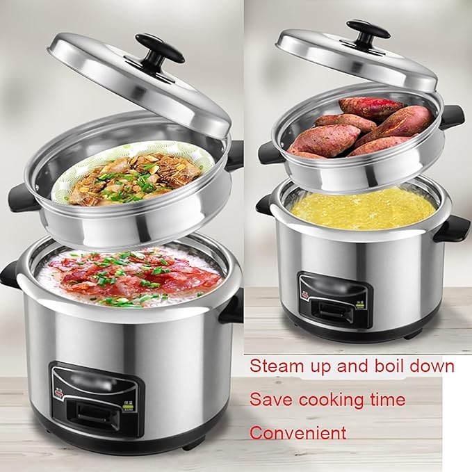 Rice Cooker - Rice Cooker With Steamer (2-6L) Portable Rice Cooker 201 Stainless Steel Inner Pot Intelligent Insulation Make Rice &amp Steam Healthy Food &amp Vegetables for 1-11 People ( Size