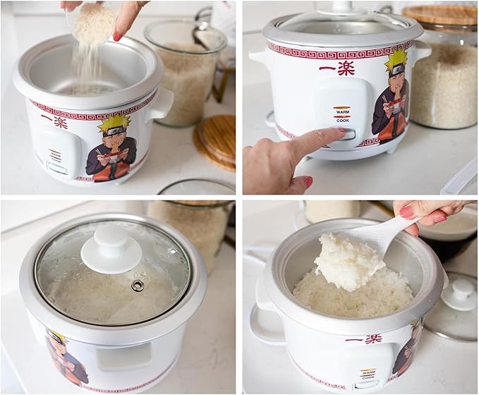 Naruto Shippuden Ichiraku Ramen Automatic Rice Cooker &amp Warmer | Food Steamer for White and Brown Rice Quinoa | Anime Manga Gifts and Collectibles | Holds 24 Ounces