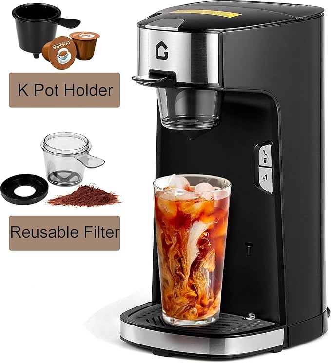 GarveeLife Single Serve Coffee Maker Kcup Coffee MachineFast Brew 8-12 oz Brew Sizes One Cup Coffee Machine One-Button Small Coffee Maker for Room Office Apartment Dorm Hotel TravelingRV