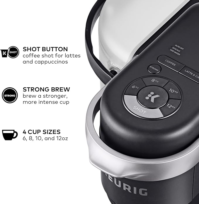 Keurig K-Cafe Single-Serve K-Cup Coffee Maker Latte Maker and Cappuccino Maker Comes with Dishwasher Safe Milk Frother Coffee Shot Capability Compatible with all Keurig K-Cup Pods Dark Charcoal