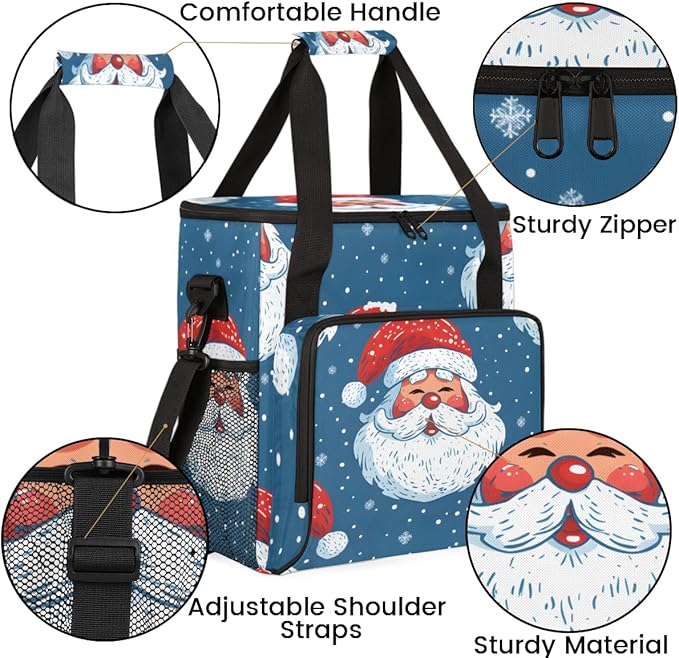 Dreamy Santa Claus Coffee Maker Carrying Bag Cute Santa Claus Travel Storage Bag Compatible with K-Mini or K-Mini Plus Single Serve Coffee Brewer Carrying Case with Multiple Pockets &amp Shoulder S