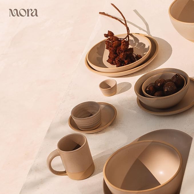 MORA Small Bowls Set of 4 16oz Ceramic Pottery Dessert Bowls - Microwave Oven and Dishwasher Safe - Harvest