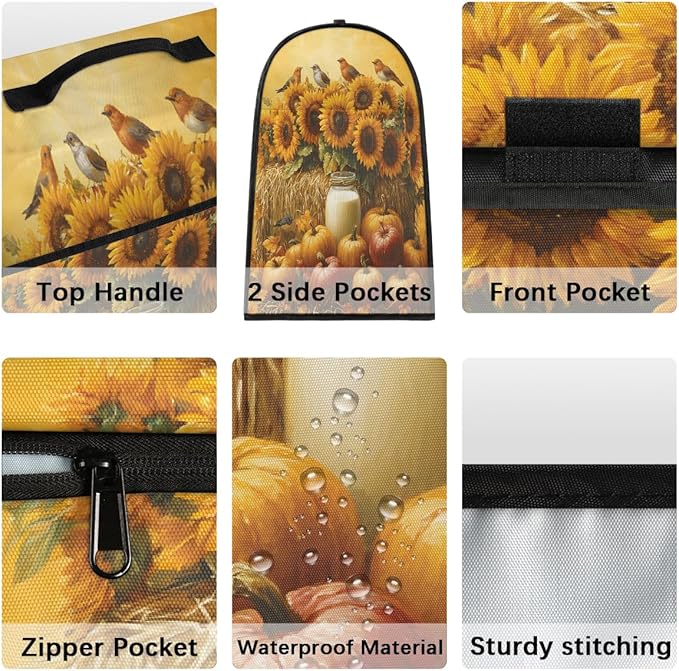 cfpolar Kitchen Aid Mixer Cover Compatible with 6-8 Quarts Pumpkin Sunflower Animal Bird Stand Mixer Cover Kitchen Aid Mixers Accessories Appliance Organizer Bag Dust Covers with Zipper Pocket