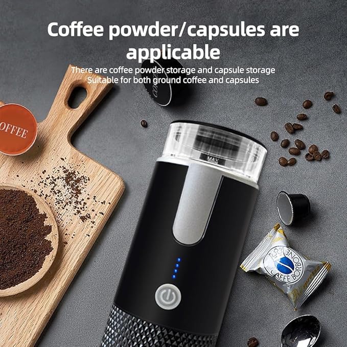 Haofy Portable Maker 2 in 1 Brewer with Coffee Powder Capsule Bin 6oz Compact Camping Coffee Maker for Travel Hiking Office Home