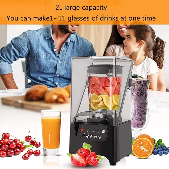 Blender Smoothie Machine Noise Reduction 2200W 2L Blender and Smoothie Maker Food Mixer 2.5MM Blade Ice Crusher with Cover Silent Broken Wall Cooking Machine