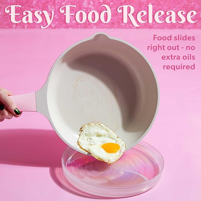 Clean Ceramic Cookware 10-Piece Set with Fry Pans Saucepan Dutch Oven Easy-Release Coating &amp Stack Protectors Tempered Lids Pan Protectors