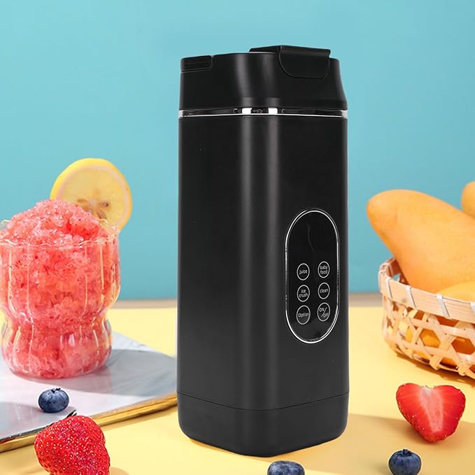 Portable Blender 12 Vane/Wing System Digital Display USB Rechargeable Personal Blender with 420ML Cup for Travel Outdoor Sports (Black)