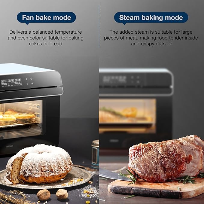 ROABM Toaster Oven Air Fryer Combo R-BOX Green 23QT Countertop Convection Steam Oven Rapid Steam Bake Air Fry Broil Dehydrate Defrost Ferment Steam Self-Clean Touchscreen Control