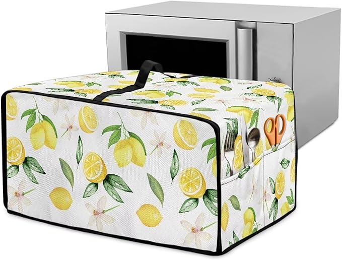 Doojoayie Small Appliance Covers Lemon Toaster Oven Cover 6 Slice Kitchen Accessory Dust Protector 19.7x16x 10 Compatible with Toaster/Kitchen Appliance